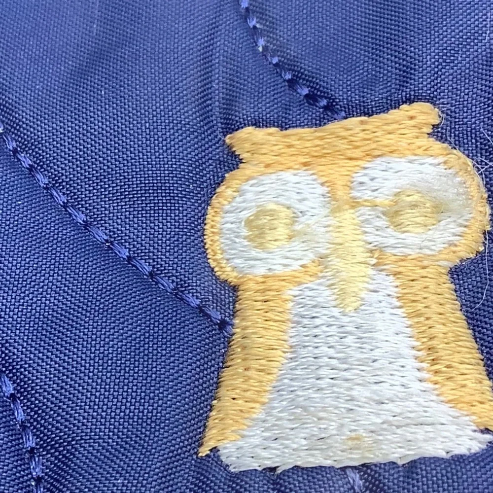 Messenger Bag Laptop Blue Quilted‎ Embroidered Owl Logo Adjustable Strap
